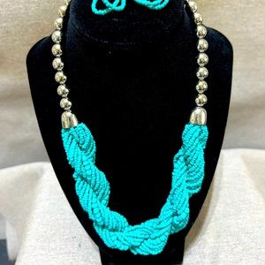 Paparazzi’s NWT TURQUOISE Colored Beaded Necklace with Earrings Set